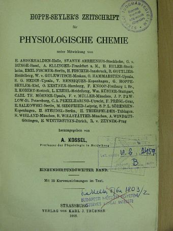 F. Knoop - Hoppe-Seyler's Zeitschrift für Physiologische Chemie 1918 [antikvár]