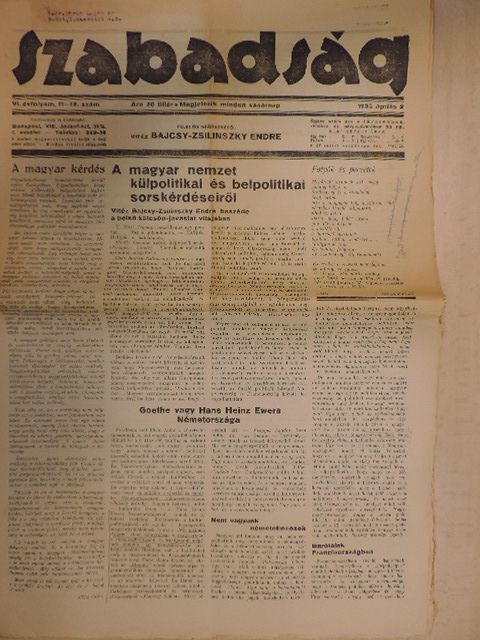 Bartha Lajos - Szabadság 1933. április 2. [antikvár]