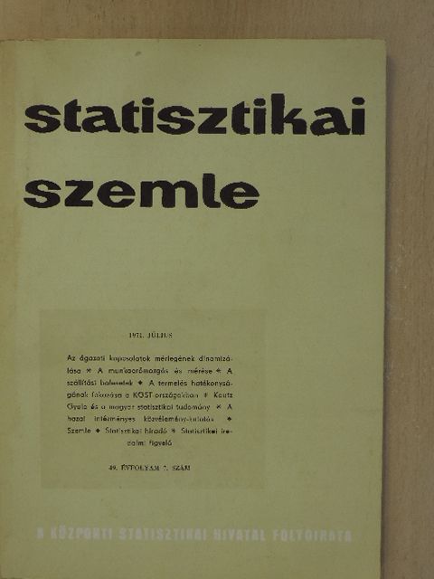 Békés Ferenc - Statisztikai Szemle 1971. július [antikvár]