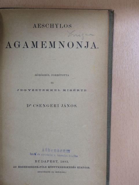 Aeschylos - Aeschylos Agamemnonja [antikvár]