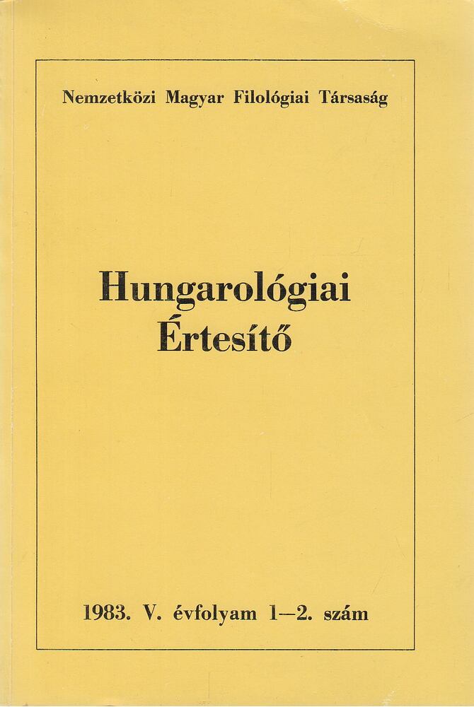 Béládi Miklós, Jankovics József - Hungarológiai Értesítő 1983. V. évfolyam 1-2. szám [antikvár]