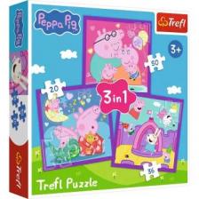 Trefl: Peppa malac mindennapjai 3 az 1-ben - 20, 36, 50 darabos puzzle