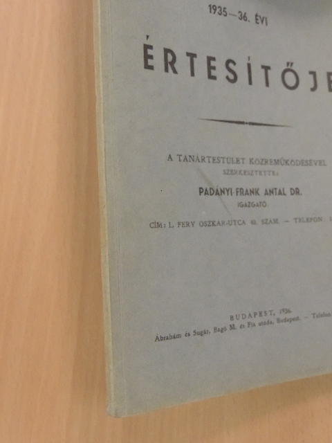 A Budapesti Magy. Kir. Állami Népiskolai Tanítóképző-Intézet 1935-36. évi értesítője [antikvár]