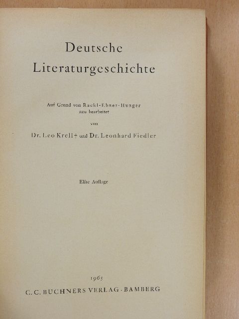Deutsche Literaturgeschichte in einem band [antikvár]