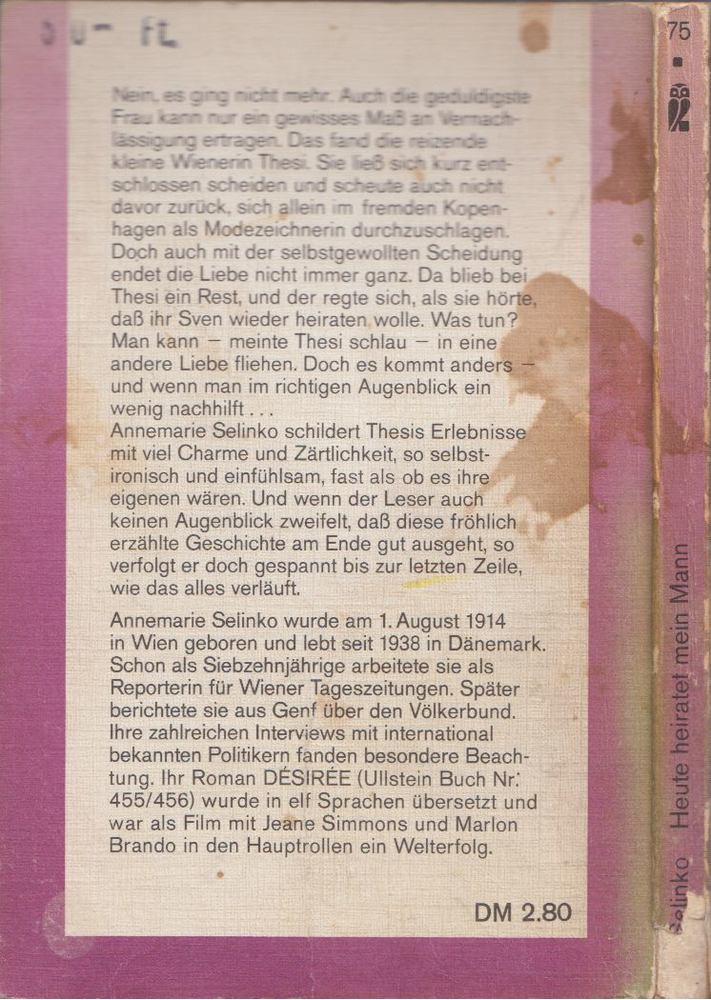 SELINKO, ANNEMARIE - Heute heiratet mein Mann [antikvár]