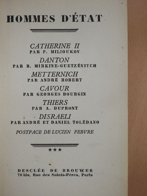 A. Dupront - Hommes d'état III. [antikvár]