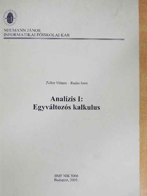 Rudas Imre - Analízis I. [antikvár]