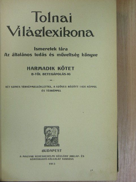 Tolnai Világlexikona III. (töredék) [antikvár]