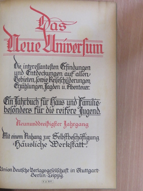 Das Neue Universum 39. (gótbetűs) [antikvár]
