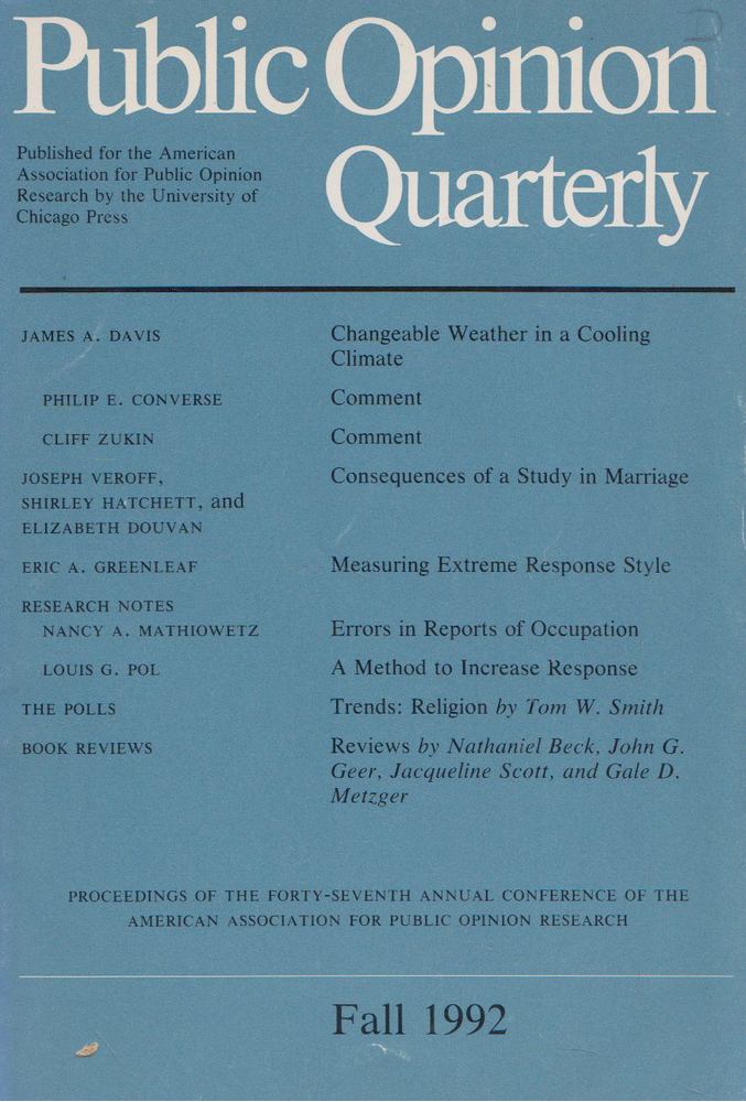 Public Opinion Qaurterly - Fall 1992 [antikvár]