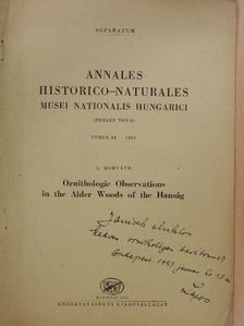 Horváth Lajos - Ornithologie Observations in the Alder Woods of the Hanság (dedikált példány) [antikvár]