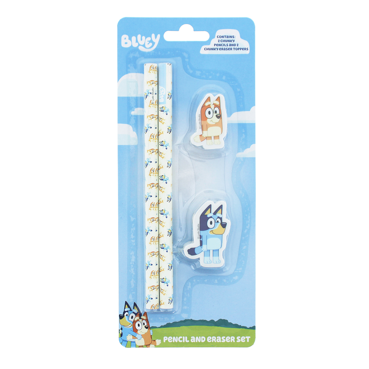 BLUEY ceruzák radírral 2-es szett BLUEY és BINGÓ