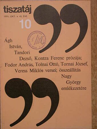 Ágh István - Tiszatáj 1991. október [antikvár]