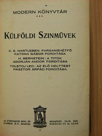 H. Bernstein - Külföldi szinművek III. [antikvár]