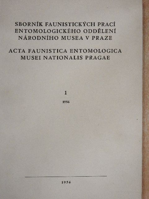 Albert Pintera - Acta Faunistica Entomologica Musei Nationalis Pragae 1956/1. [antikvár]