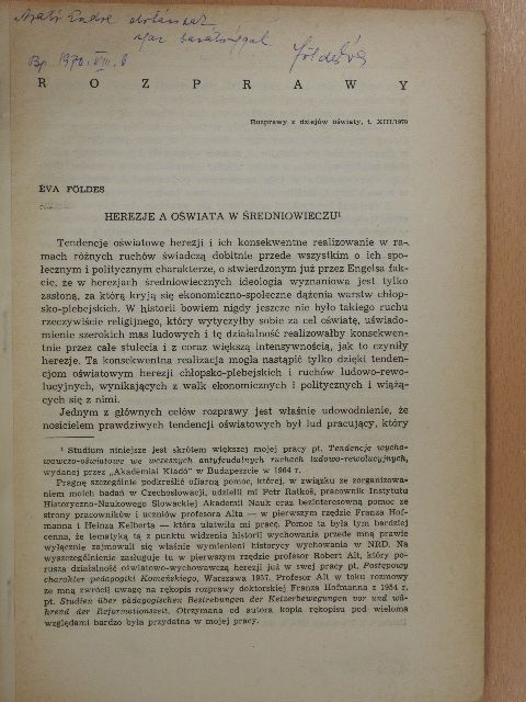 Éva Földes - Herezje a Oswiata w Sredniowieczu (dedikált példány) [antikvár]