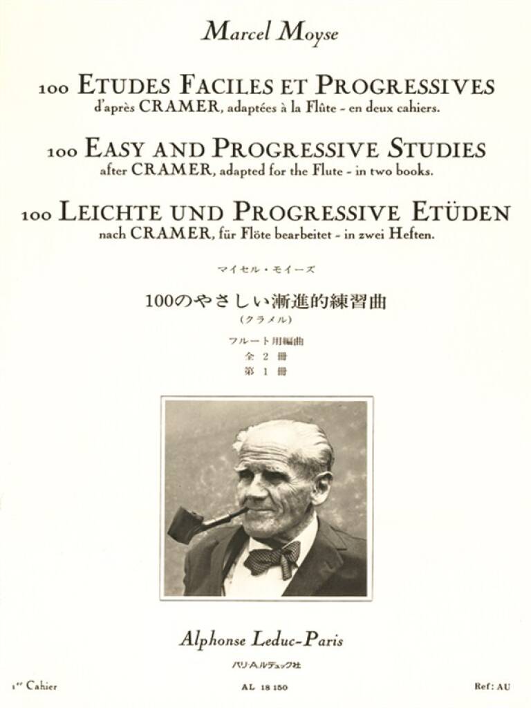 MOYSE, MARCEL - 100 ETUDES FACILES ET PROGRESSIVES D`APRES CRAMER POUR FLUTE 1 er CAHIER