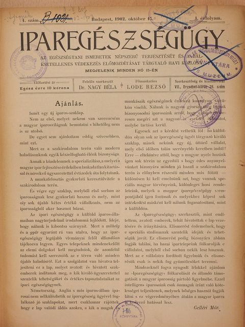 Dr. Nagy Béla - Iparegészségügy 1902. október-deczember/1903. január-deczember [antikvár]