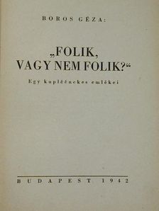 Boros Géza - "Folik, vagy nem folik?" [antikvár]