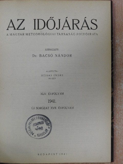 Az időjárás 1941. január-december [antikvár]