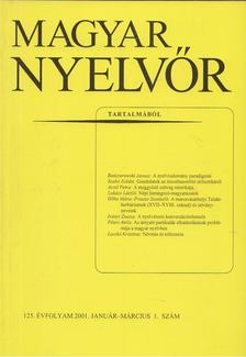 Magyar Nyelvőr 125. évfolyam 2001. január- március 1. szá, [antikvár]