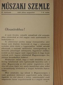 Bányász Béla - Műszaki szemle 1926. július-augusztus [antikvár]