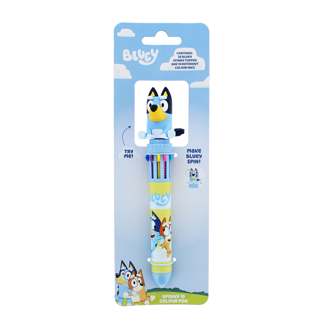 BLUEY 10-színű forgó golyóstoll díszítő elemmel