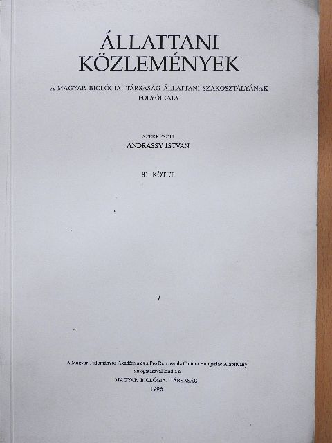 B. Muskó Ilona - Állattani Közlemények 81. [antikvár]