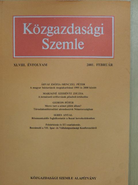 Árvái Zsófia - Közgazdasági Szemle 2001. február [antikvár]