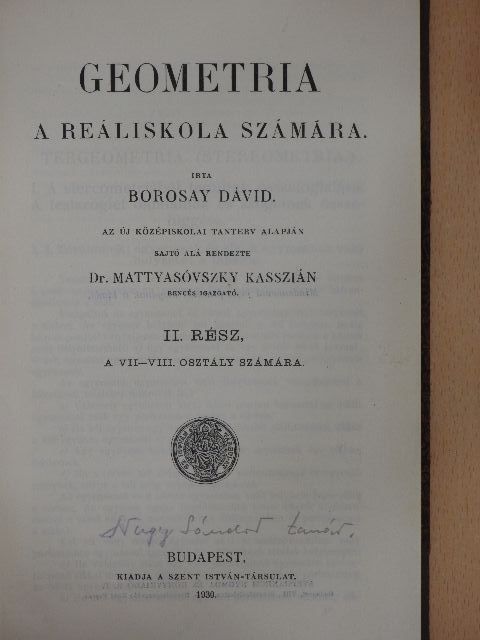 Borosay Dávid - Geometria II. [antikvár]