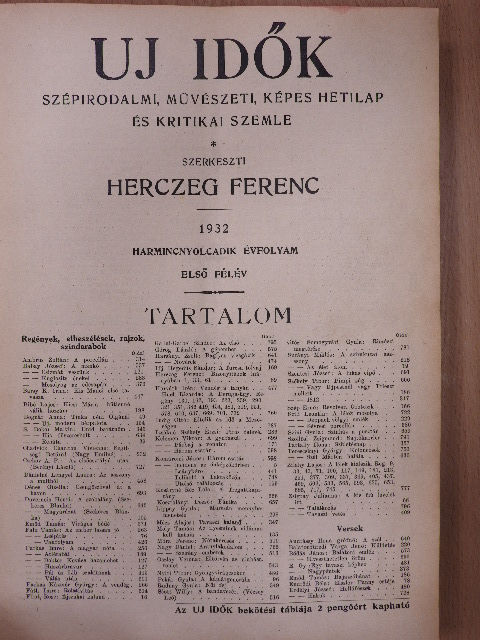 Kelemen Viktor - Uj Idők 1932. (fél évfolyam) [antikvár]