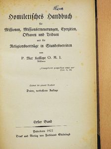 P. Max Kassiepe O. M. I. - Homiletisches Handbuch I. (gótbetűs) [antikvár]