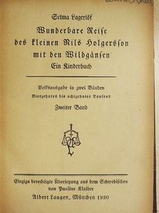 Selma Lagerlöf - Wunderbare Reise des kleinen Nils Holgersson mit den Wildgänsen II. (gótbetűs) (töredék) [antikvár]