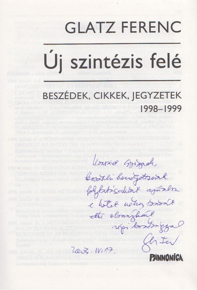 Glatz Ferenc - Új szintézis felé (dedikált) [antikvár]
