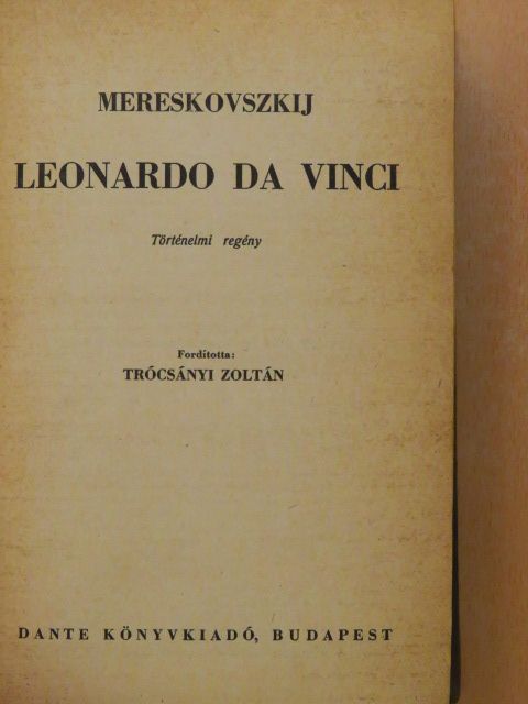 Dimitrij Mereskovszkij - Leonardo da Vinci  [antikvár]