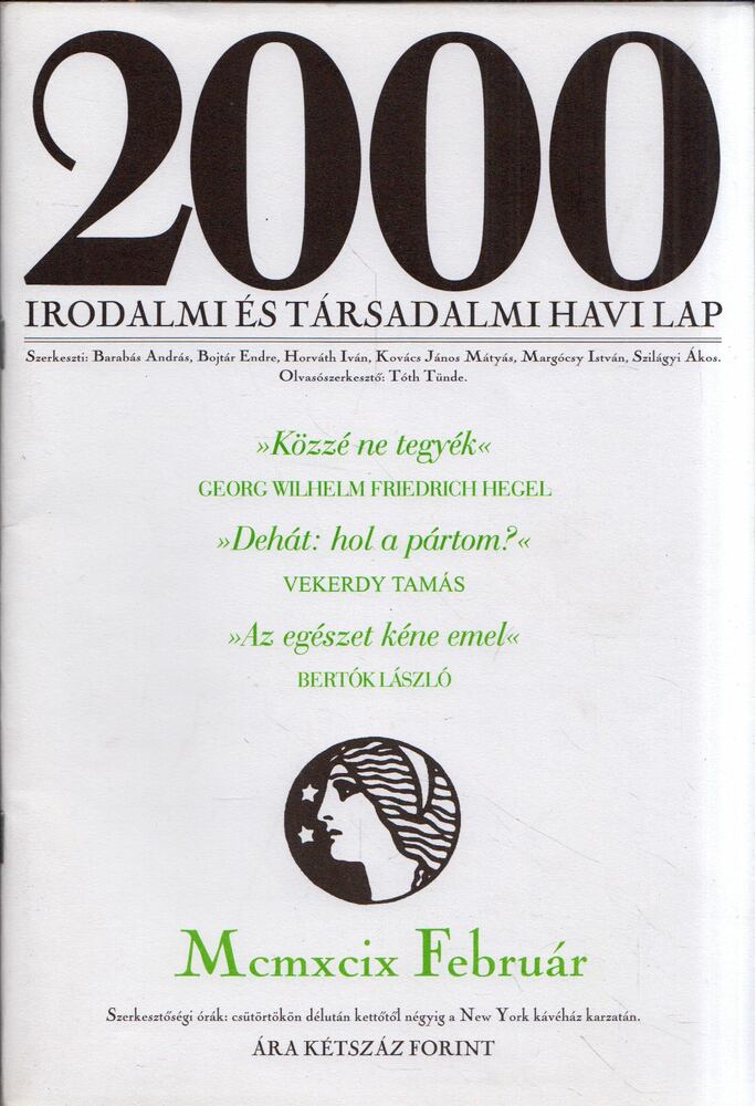 2000 Irodalmi és társadalmi havi lap 1999. Február [antikvár]