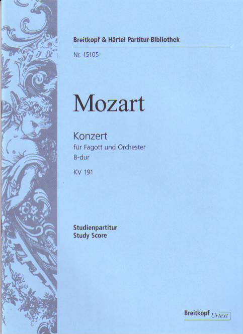 MOZART, W,A, - KONZERT FÜR FAGOTT UND ORCHESTER B-DUR KV 191 STUDIENPARTITUR URTEXT