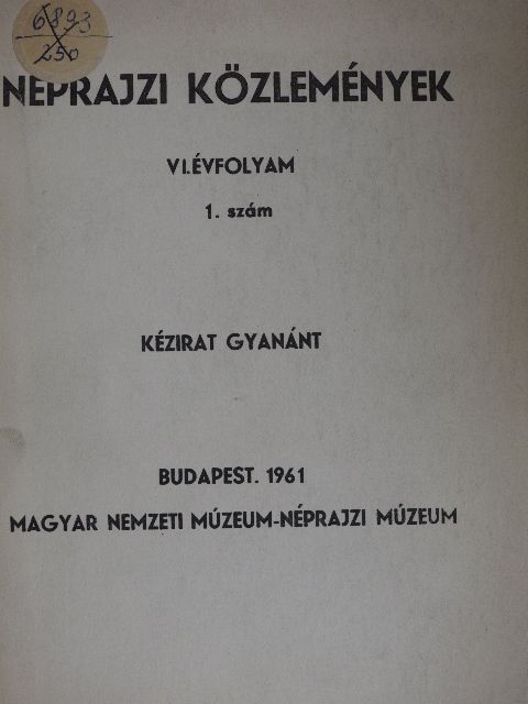Ág Tibor - Néprajzi Közlemények VI/1. [antikvár]