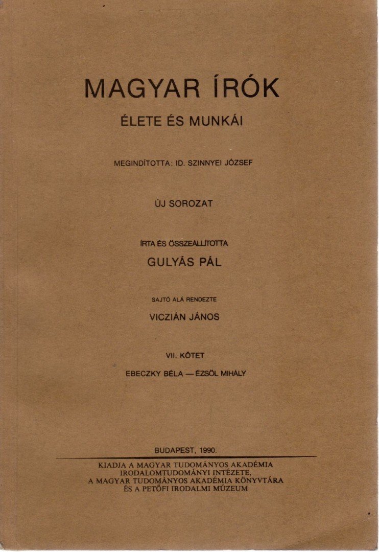 GULYÁS PÁL - Magyar írók élete és munkái VII. [antikvár]