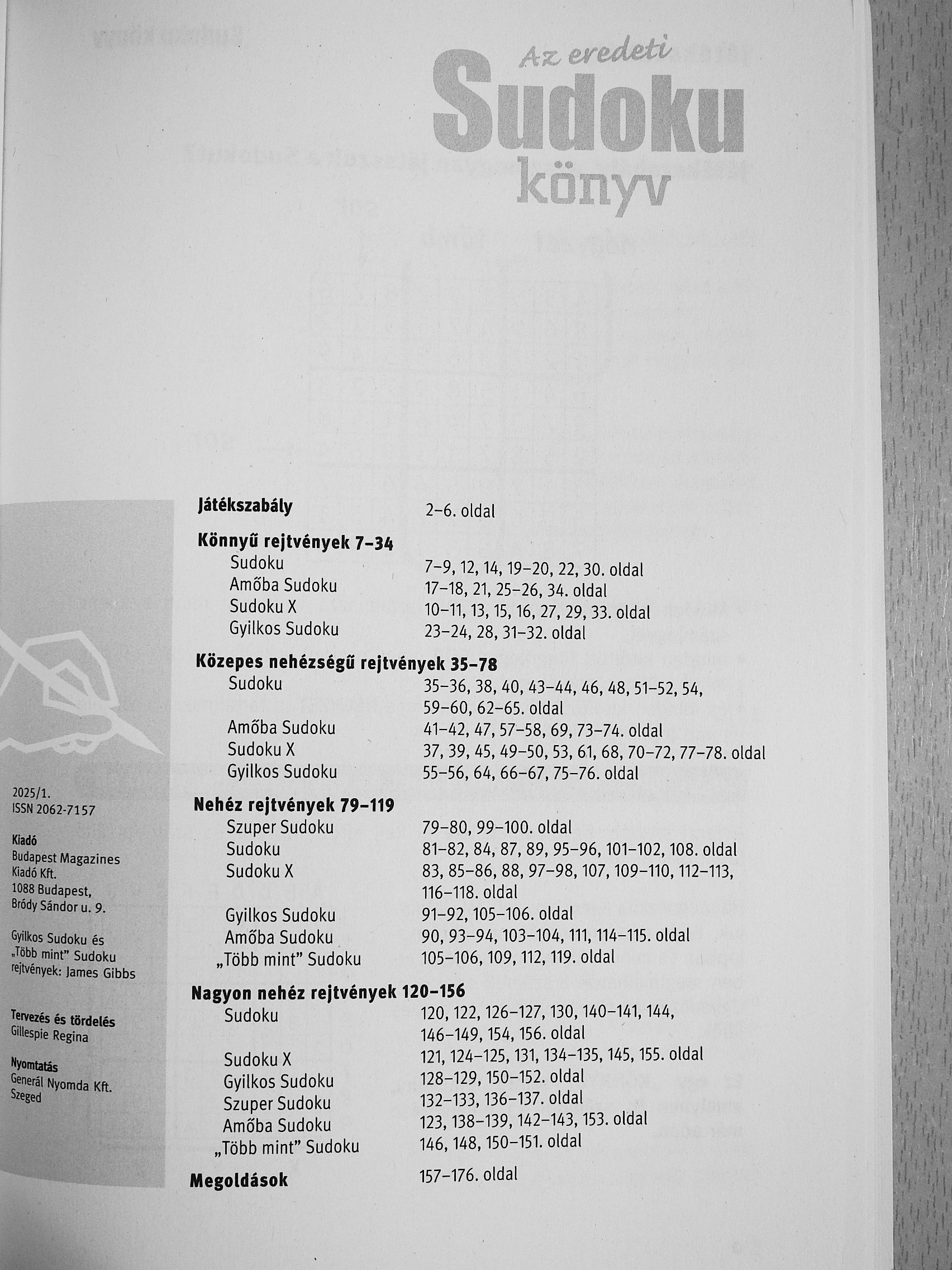 Az eredeti Sudoku könyv 2024 tavasz [antikvár]