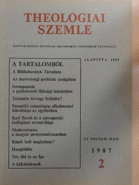 Barcza József - Theologiai Szemle 1987/2. [antikvár]