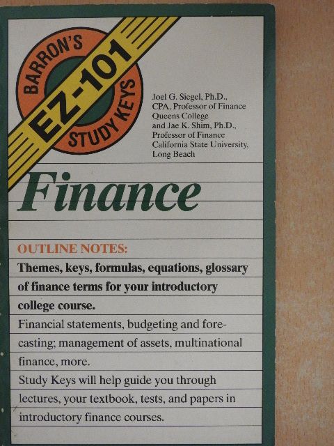 Ph.D. Jae K. Shim - Barron's EZ-101 Study Keys - Finance [antikvár]