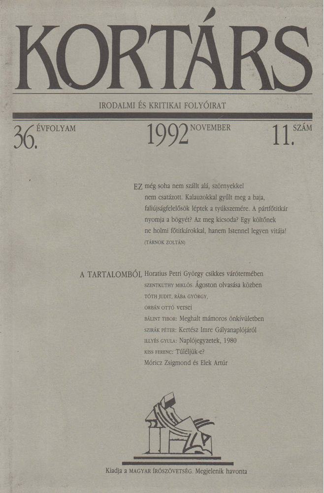 Kis Pintér Imre - Kortárs 1992. november [antikvár]