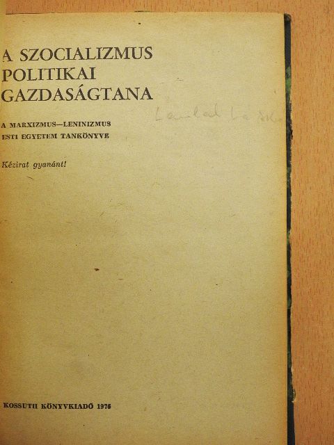 Andó György - A szocializmus politikai gazdaságtana [antikvár]