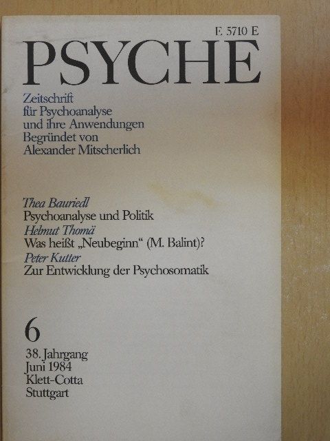 Helmut Thomä - Psyche 6/1984. [antikvár]