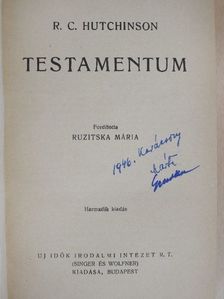 R. C. Hutchinson - Testamentum [antikvár]