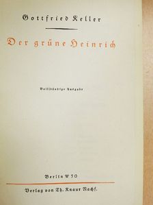 Gottfried Keller - Der grüne Heinrich (gótbetűs) [antikvár]