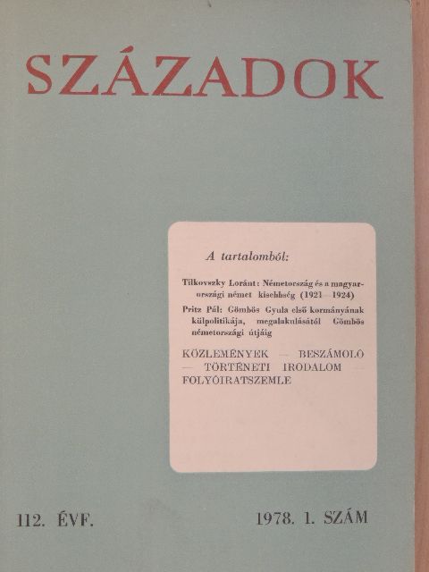 Á. Rényi Zsuzsa - Századok 1978/1. [antikvár]