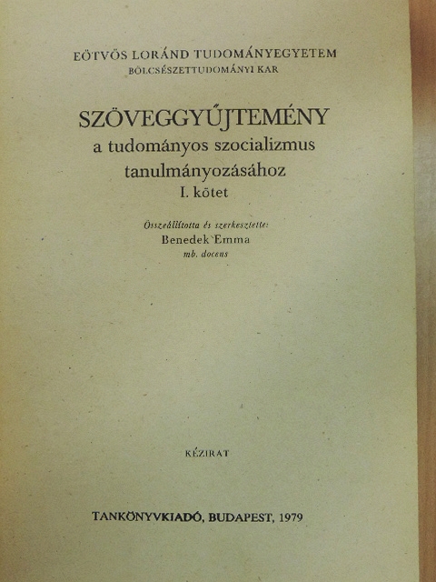 Engels - Szöveggyűjtemény a tudományos szocializmus tanulmányozásához I. [antikvár]