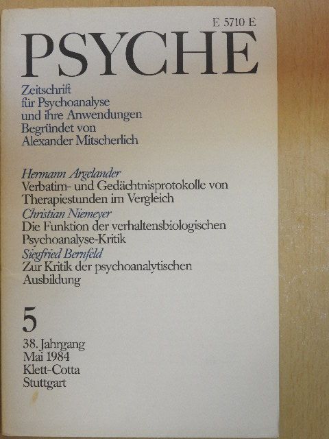 Christian Niemeyer - Psyche 5/1984. [antikvár]